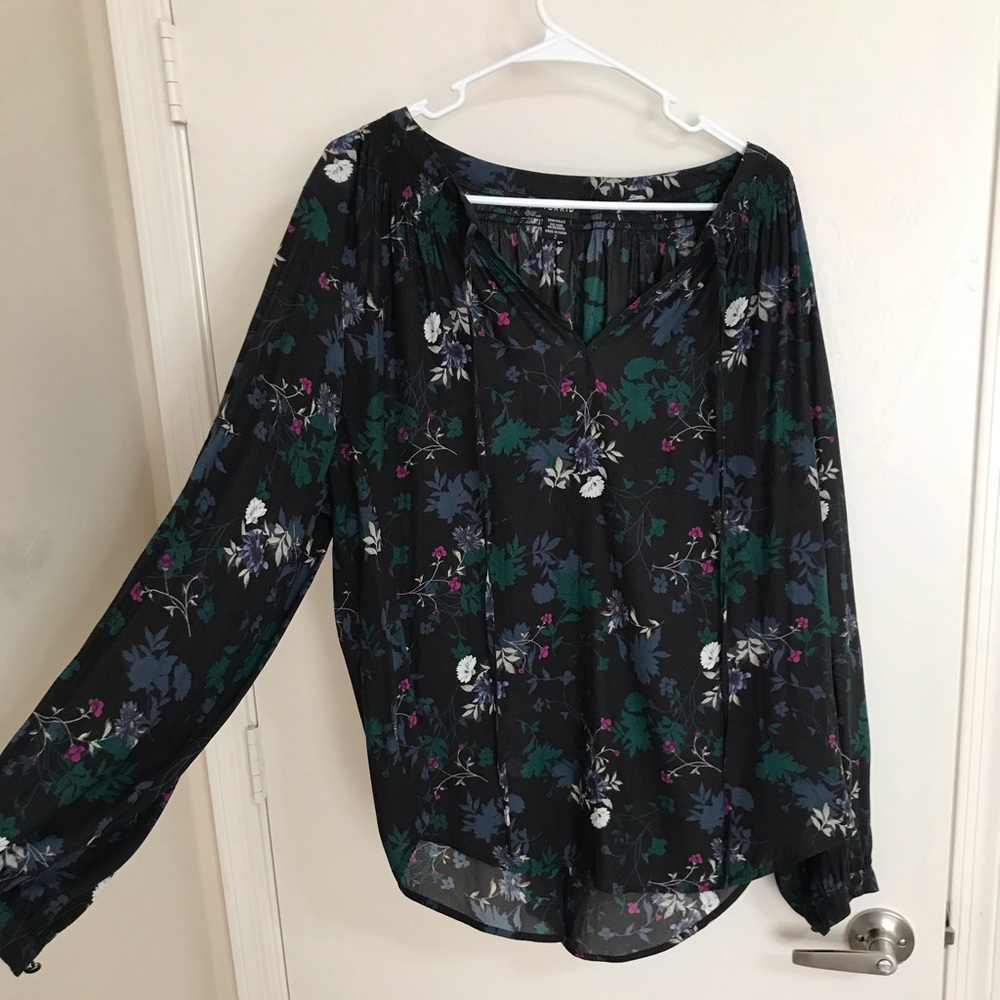 Torrid gray floral long sleeve top